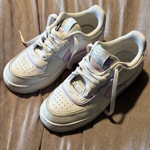Nike Air Force 1 White and Lavender Shoes